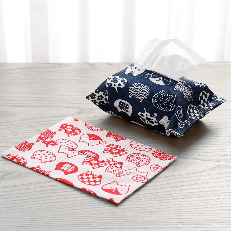 

Cotton and linen tissue cover bag cover cotton and linen simple small fresh cat tissue box restaurant living room kitchen paper