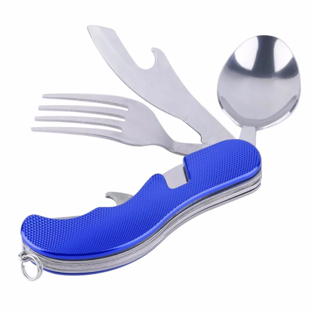 Открытый Кемпинг портативный нож вилка столовые приборы нержавеющая сталь 3 в 1
