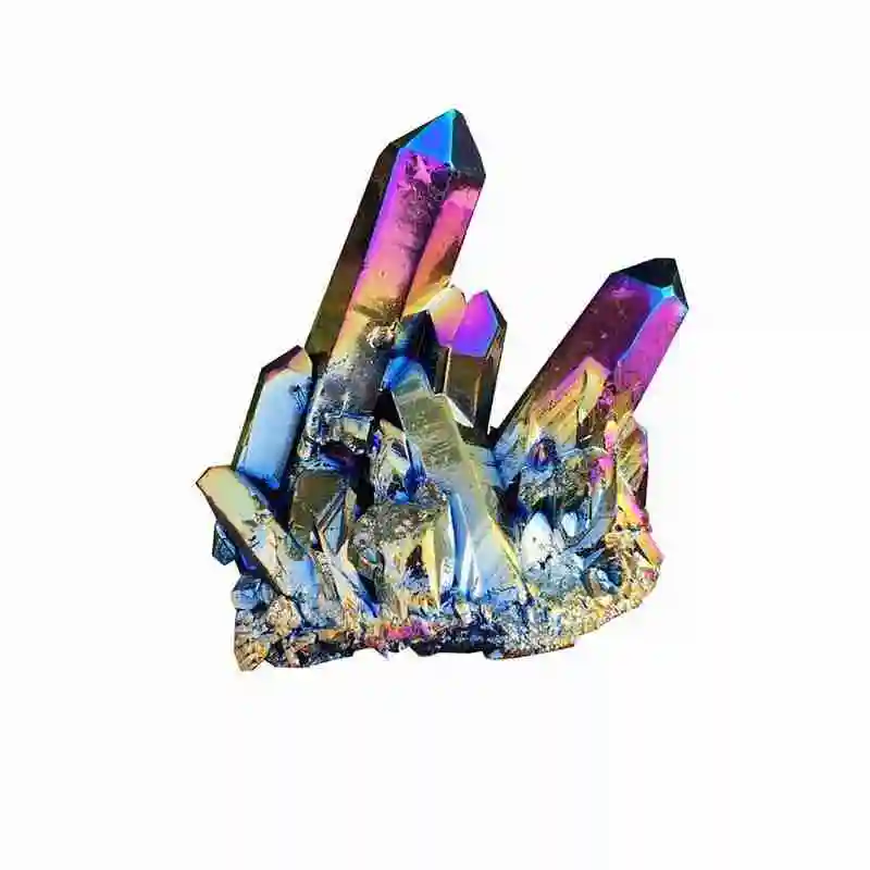 

Natural Quartz Crystal Rainbow Titanium Cluster Rare Craft Stone Healing Reiki Decoration Specimen Mineral