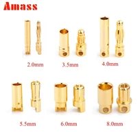 amass 2 0mm 3 0mm 3 5mm 4 0mm 5 5mm gold bullet banana connector 6 0mm 8 0mm plug for rc battery 3 5pairs
