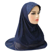 muslim instant hijab scarf fashion double layer net yarn pearl wraps headscarf arab islamic pray hat turban amira cape headwrap
