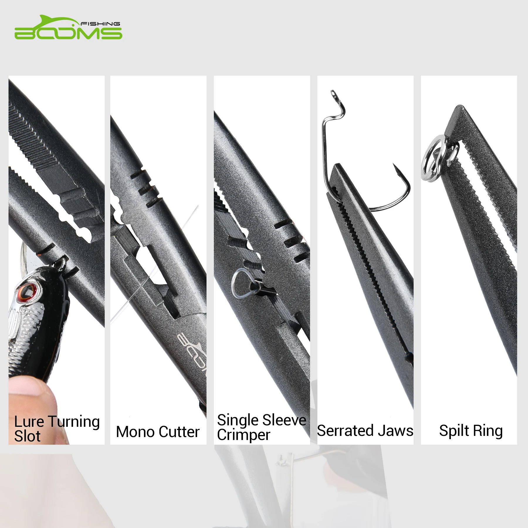 Booms Fishing Tool Set Pliers Grip Fish Gripper Split Ring Cutters Line Hook Rmover Fishing Tackle Measuring Ruler