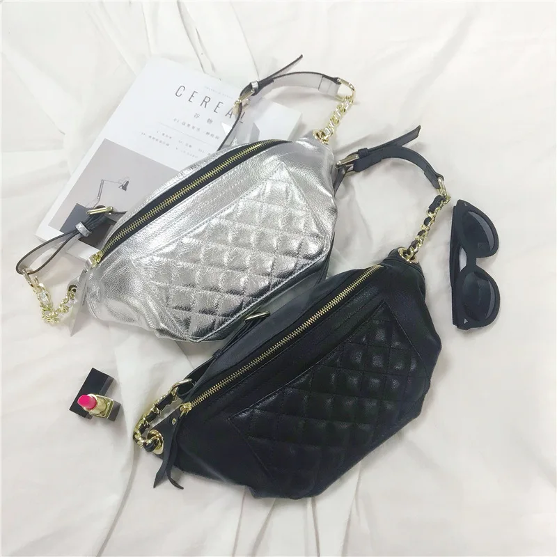 Genuine Leather Fanny Pack Waist Bag Casual Waterproof Antitheft Women Walk Shopping Plaid Belt Multi-function Chest Bags LSH585 | Багаж и