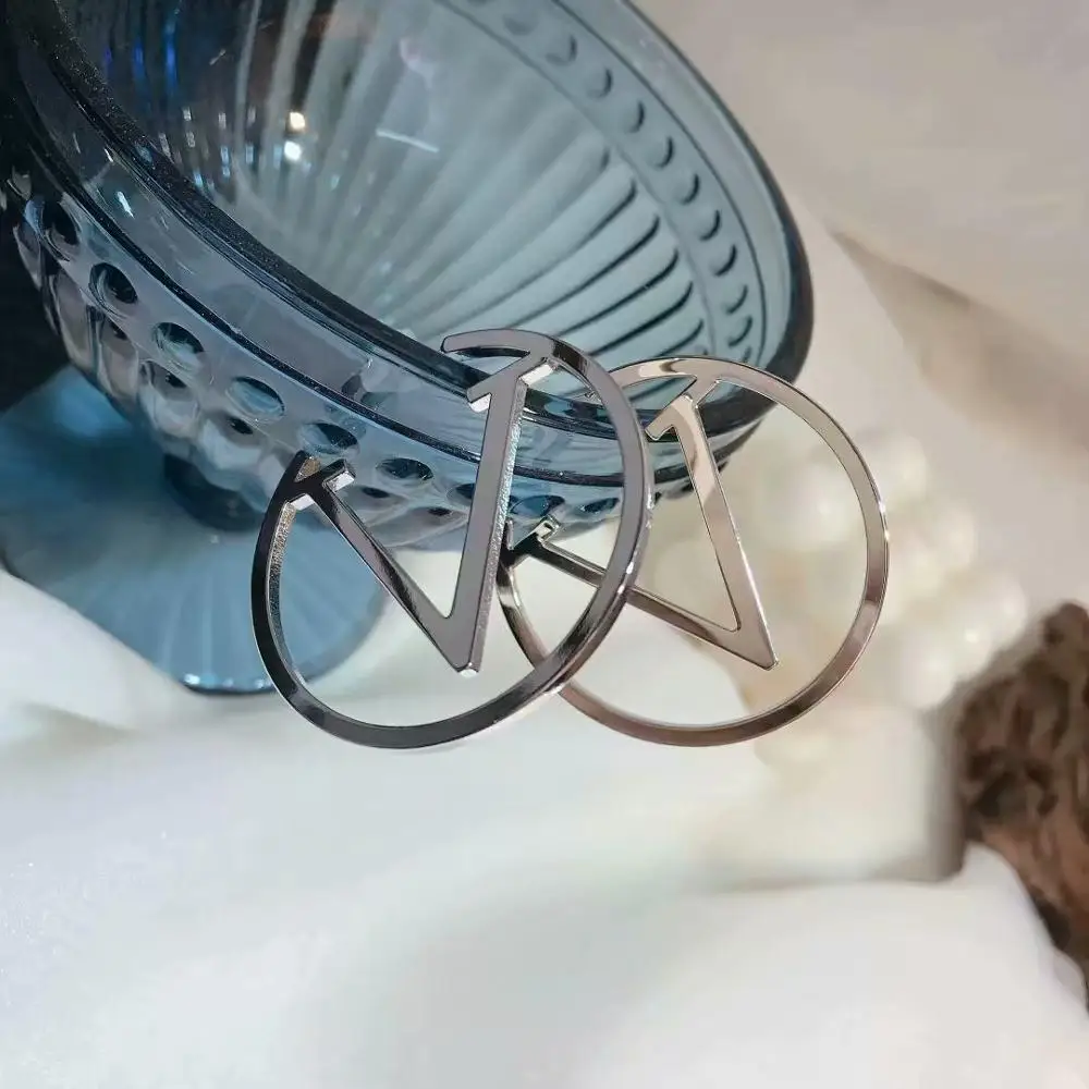 

2021 New Brand Style Stainless Steel Letter Big V Earrings for Women Simple Punk Fashion Gold Silver Color Gift Party Jewelry