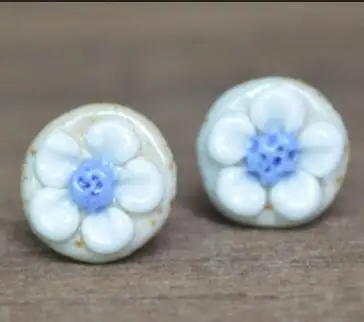 2-blue pistil Симпатичные керамические цветочные серьги-гвоздики ручной работы специальный этнический подарок для девочек рождественские украшения - Окраска металла: 2-blue pistil