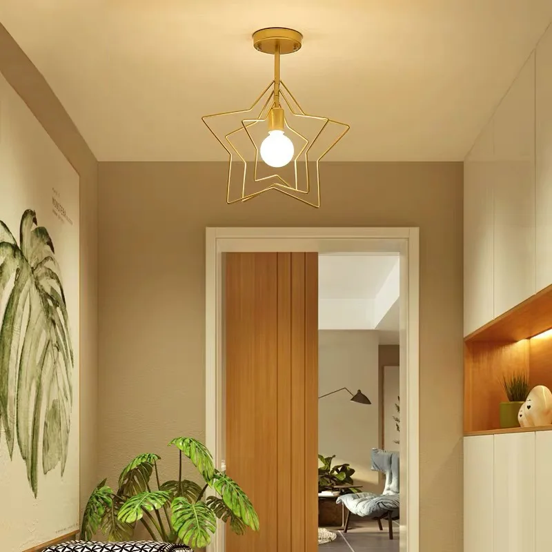 Роскошный золотистый потолочный светильник LukLoy со звездами в коридоре украшение
