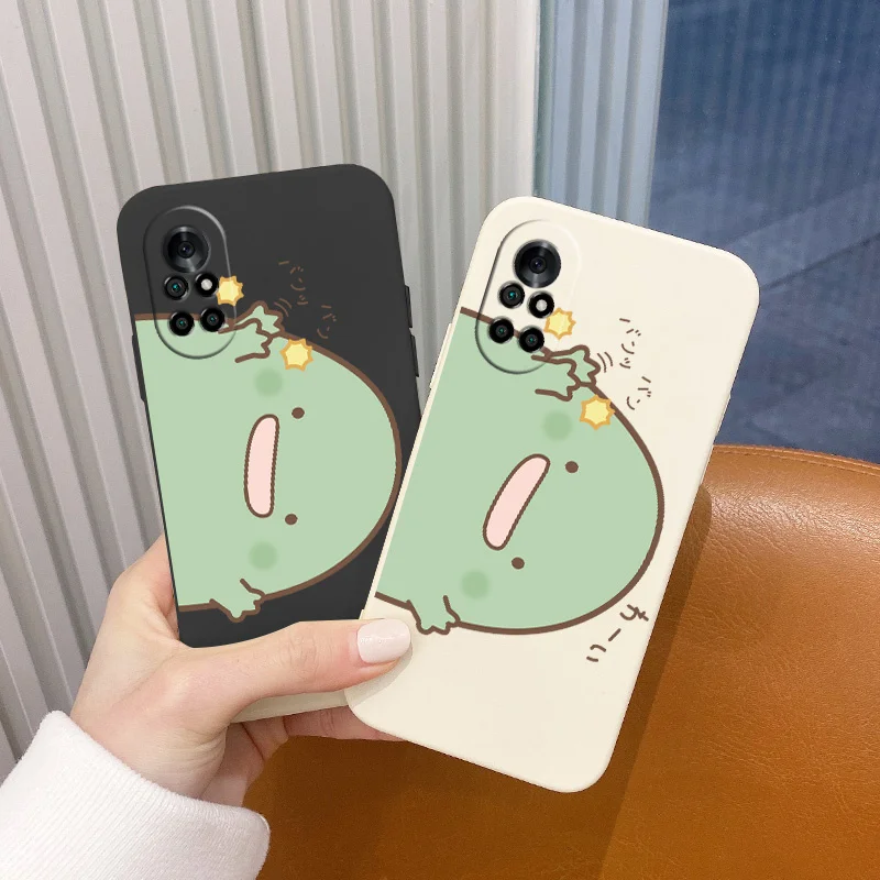 

Cute Monster Square Liquid Silicone Case For Huawei Nova 8 7 Pro SE 6 SE 5 Pro 5Z 5I 5Ipro 5T 4 4E Soft Phone Cover Case Funda