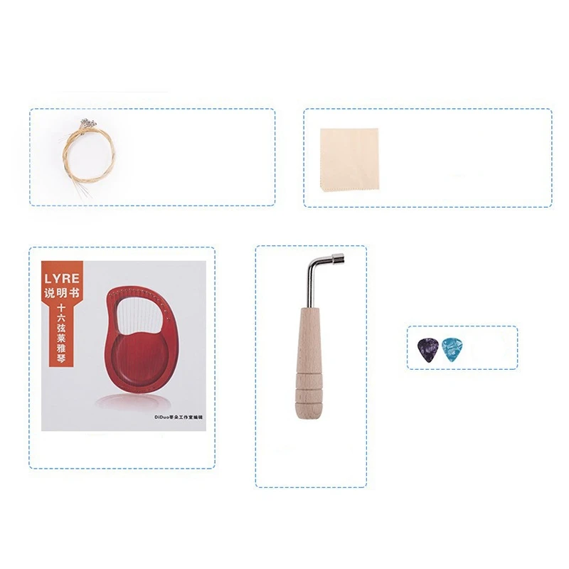 

10 String Lyre Harp,Mahogany String Instrument with with Carry Bag Tuning Tool