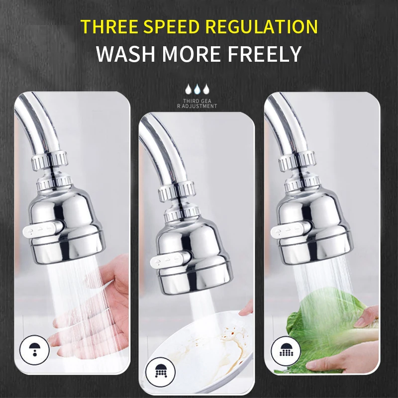 

Innovative Kitchen Faucet ABS + Stainless Steel Splash-Proof Universal Tap Shower Water Rotatable Filter Sprayer Nozzle