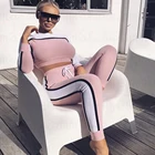 Повседневный женский спортивный костюм, колготки, спортивный костюм для фитнеса, женская одежда для тренировок, комбинезон из двух частей, короткий топ с длинным рукавом