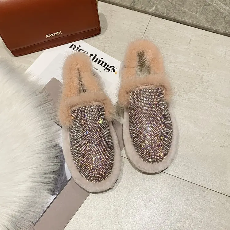 Зимние женские Туфли без каблуков ботильоны женская обувь круглый носок на