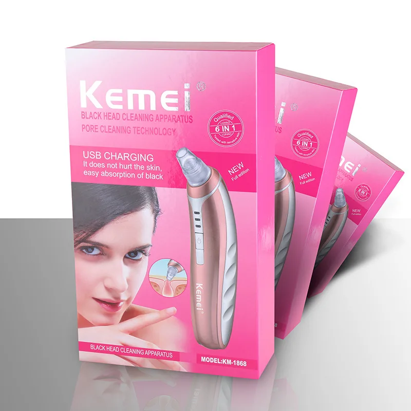 

Kemei Electric Portable Removal Blackhead KM-1868 Suction Facial Pore Cleaner Acne Remover Tool Kit Skin Care Beauty Machine