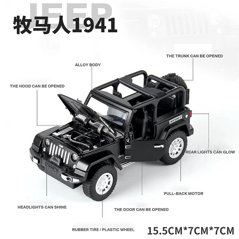 1:32 Jeep Wrangler Rubicon автомобиля игрушечные модели машин высокое моделирование