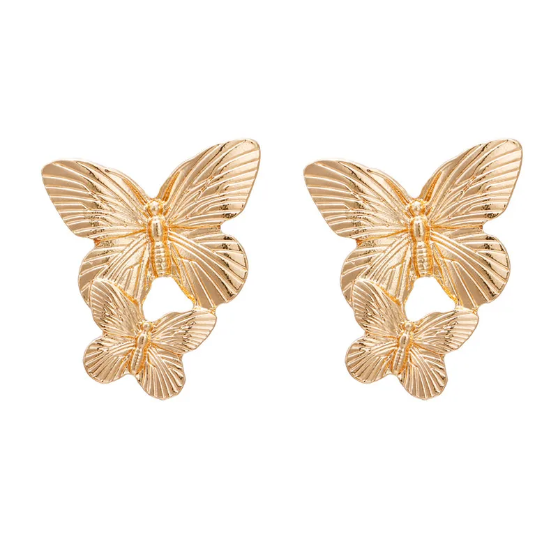 ALIUTOM Exaggerated Metal Butterfly Stud Earrings For Women Brincos Fashion Statement Party Charm Jewelry Accessories | Украшения и
