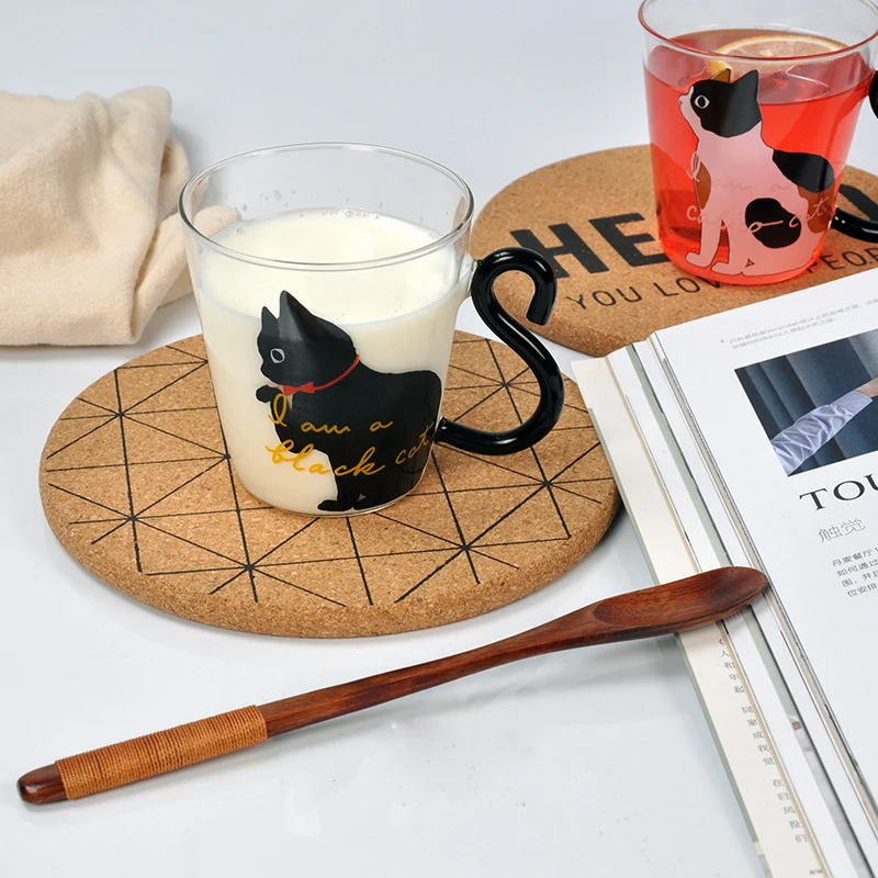 Стакан для воды с милым котенком 250 мл чашка со стеклянным хвостом кошки кружка