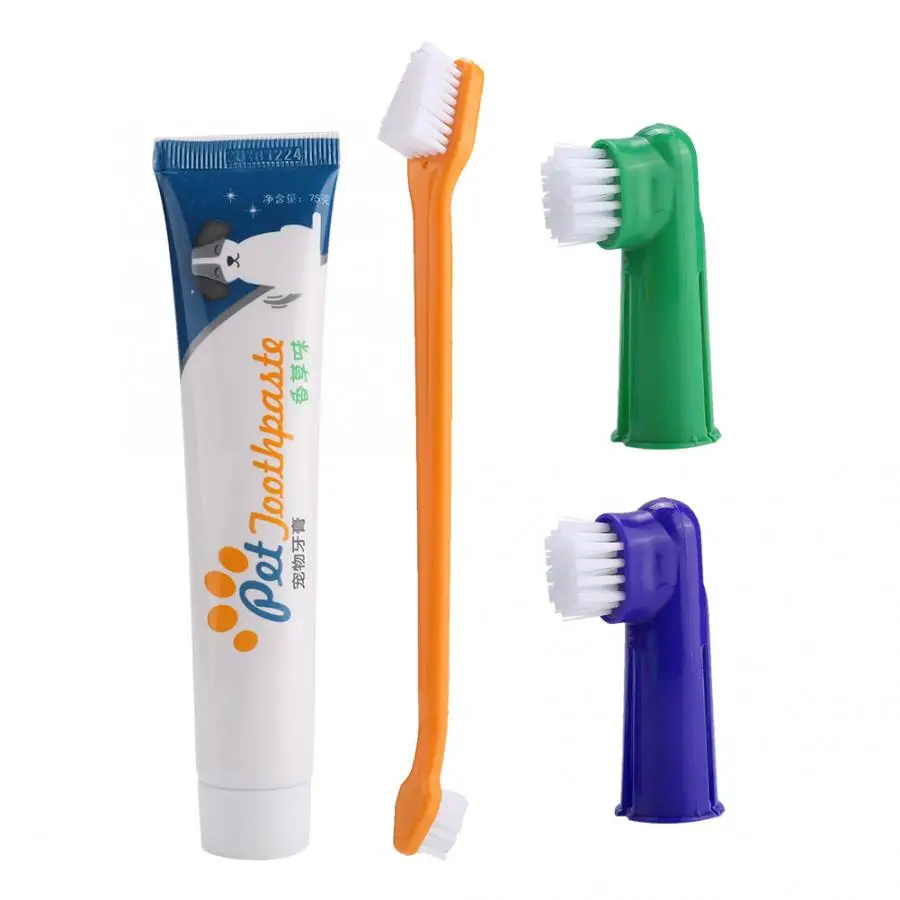 4 шт./компл. зубная паста для домашних животных набор зубных щеток с двумя