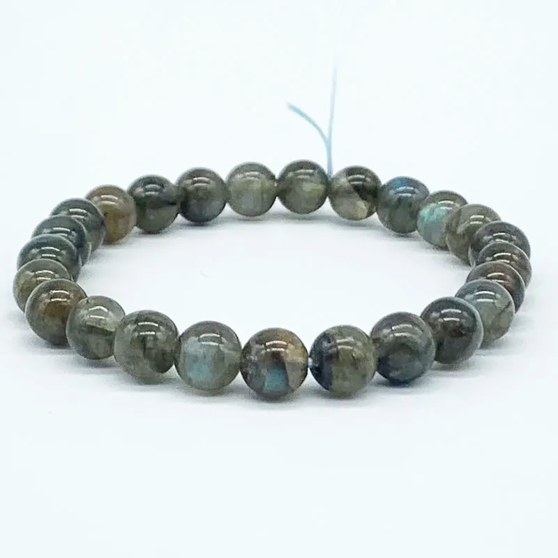 

18-19 CM Men Bracelet For Girls Women Nature Labradorite Round Bead 4 MM-12MM Really Stone Strong Blue Shine Good Quality