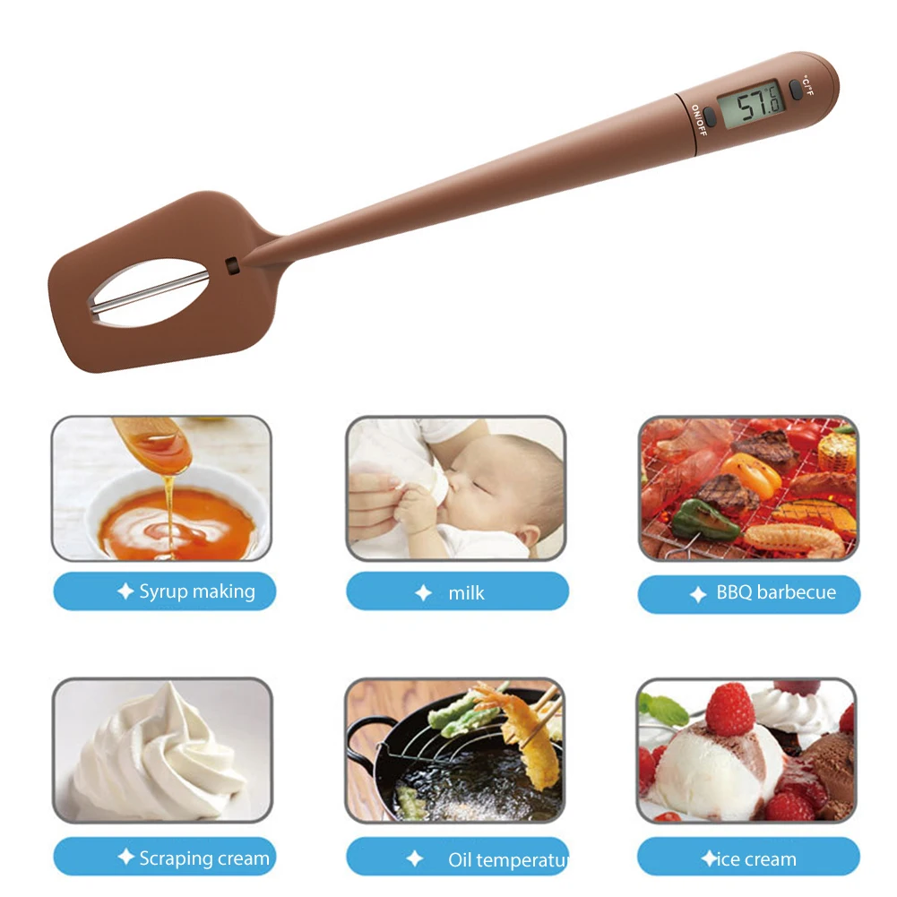 

Easy-to-read Chocolate Food Temperature Meter Stirring Scraper Digital Display Spatula Thermometer for Kitchen 30x310mm
