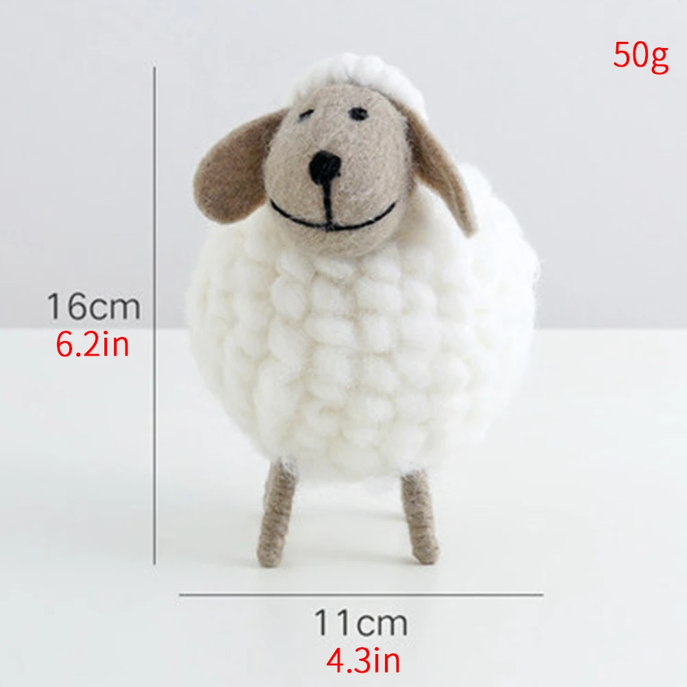 

Mini Table Ornaments Cartoon Wool Felt Sheep Lamb Desktop Cute Toys Decorations Home Furnishings For Gift Festival White
