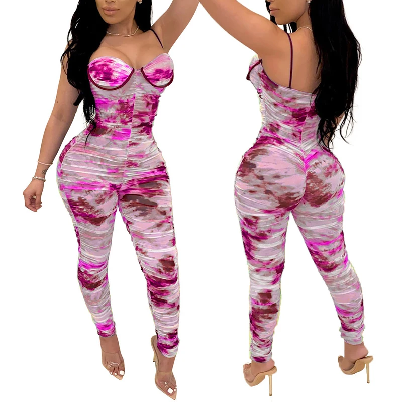 Женский сетчатый комбинезон спортивный на бретельках с открытыми плечами