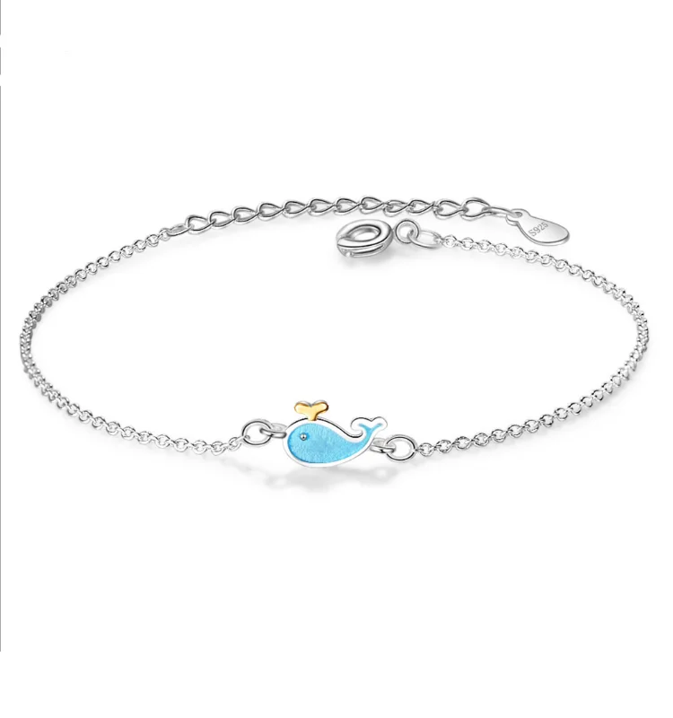 

2021 New fashion cute blue dolphin shape bracelet, cartoon link bracelet, animal bracelet