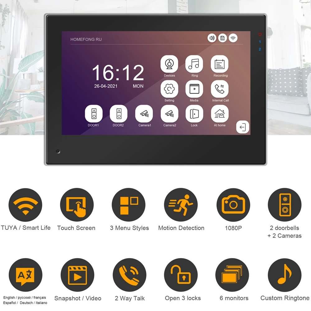 Wi Fi видеодомофон для дома TUYA Smart IP Интерком беспроводной виллы сенсорный экран 2