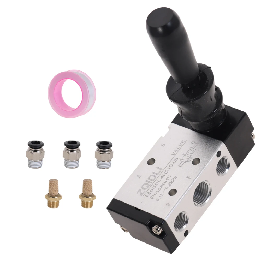 

4H210-08 5/2 Way Hand Lever Operated Control Pneumatic Manual Valve w Muffler and Quick Fitting Select