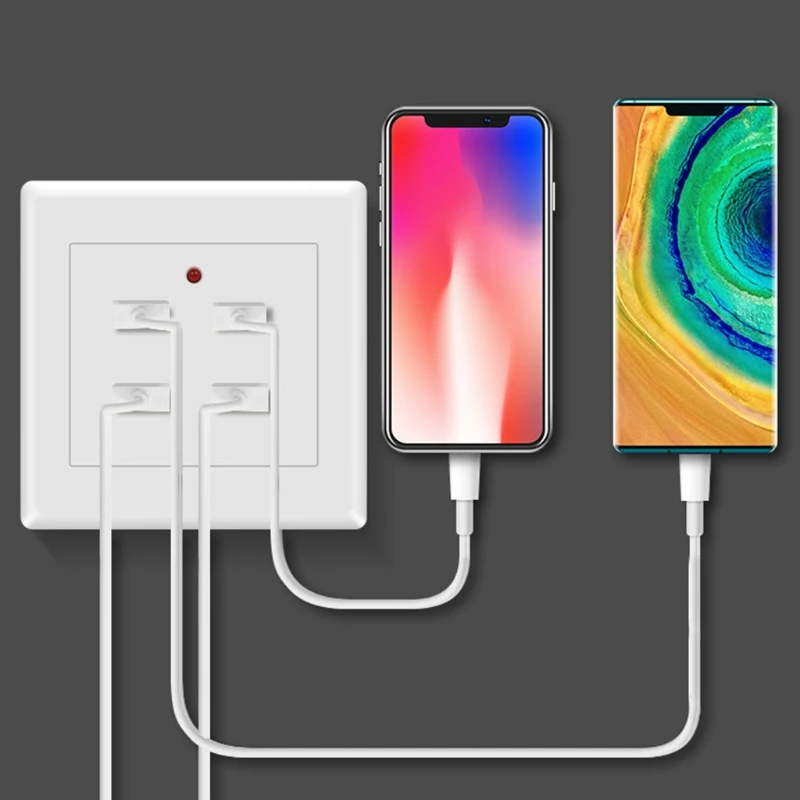 

2/4 Ports USB Electrical Socket Wall Mounting Charger Station Power Adapter Plug H3CF
