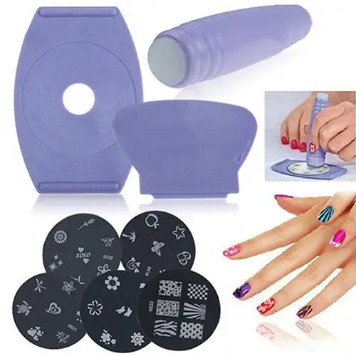 Горячая Распродажа DIY Nail Art штамповочный шаблон скребок лак на палец трафарет