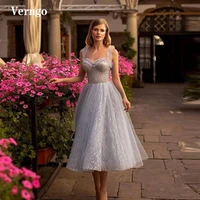 verngo glitter lace a line light blue prom dresses sweetheart straps tea length formal party gowns homecoming graduation dress