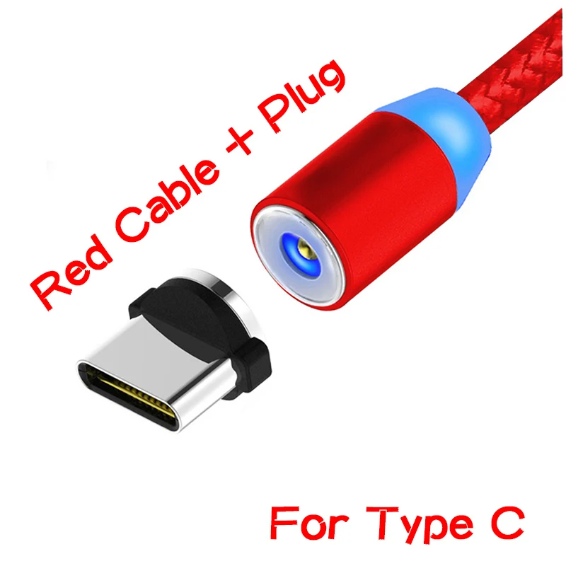 Магнитный usb-кабель для быстрой зарядки, магнитный кабель типа C для зарядки и передачи данных, шнур для мобильного телефона, 1 м, 2 м, кабель Microusb type-C для iPhone - Цвет: Red type c