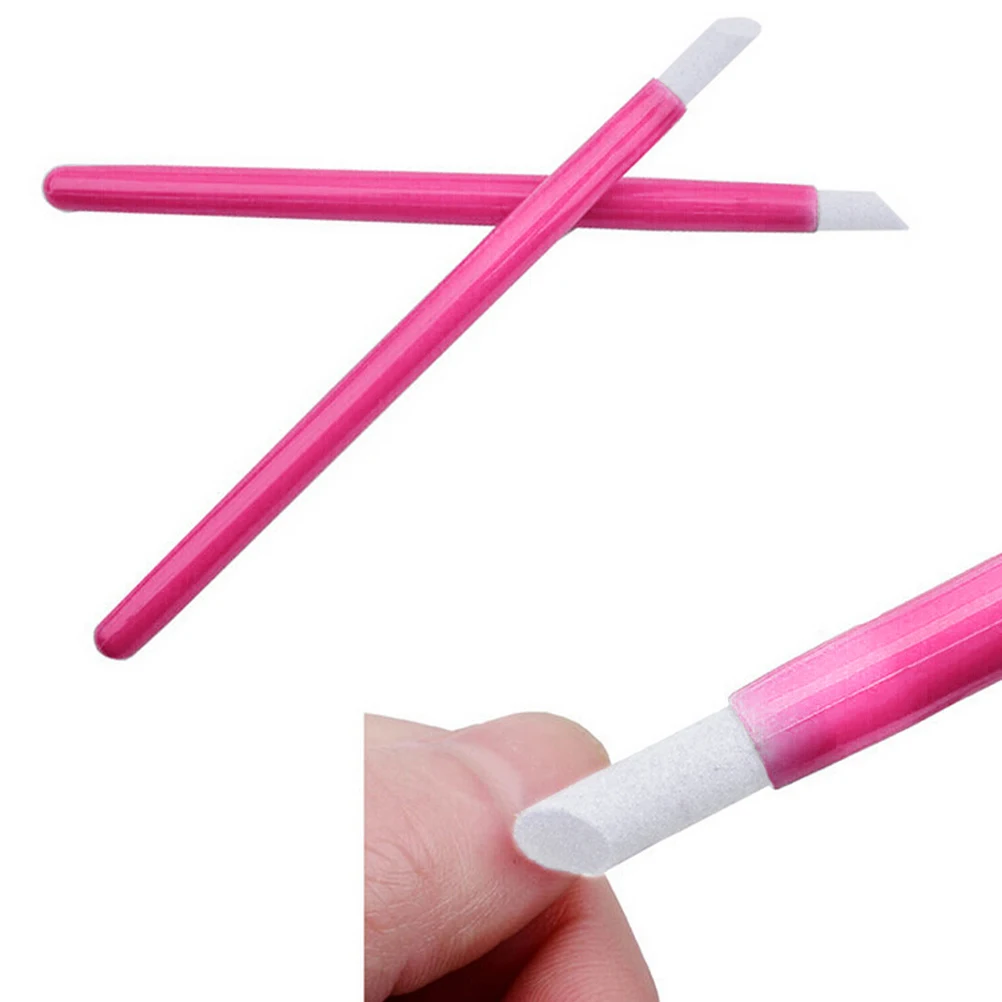 

2 Pcs Stone Nail File Professional Nail Art Equipment Manicure Stone Pusher Nail Tools For Women Rose Color Best Selling