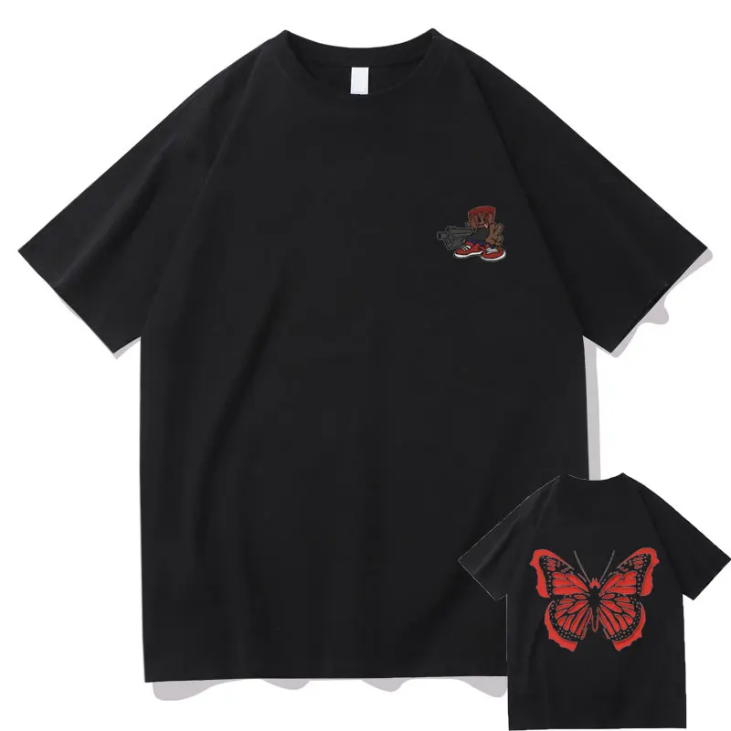 Awesome Playboi Carti Hip Hop Oversized Tee Short Sleeve 2pac Rap T-shirt Harajuku Red Butterfly Print Tshirt Men Women T Shirts