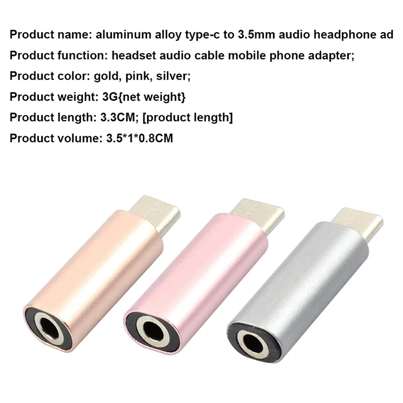 

Type-C to 3.5mm Jack Converter Earphone Audio Adapter Cable Type USB C to 3.5 mm Headphone Aux Cable for HuaweiP20 For Xiaomi 6