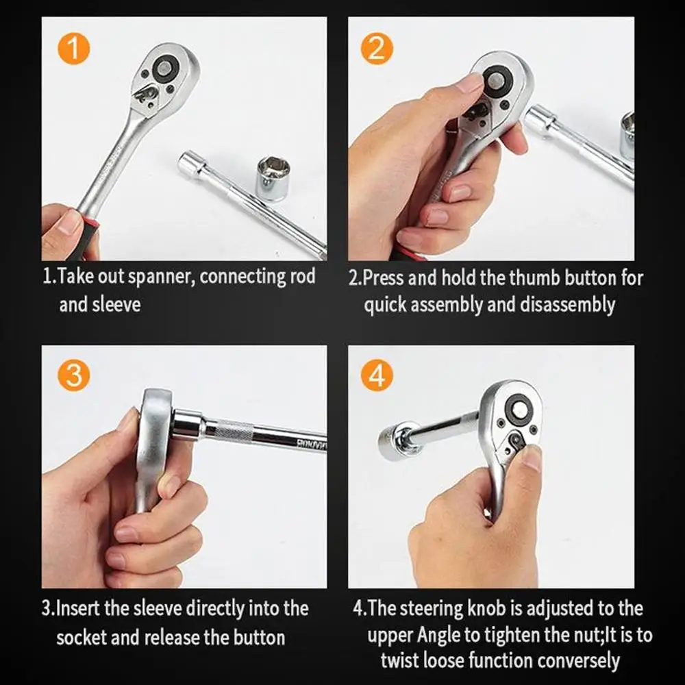 

COOFIX Socket Wrench Tools Key Hand Tool Set Spanner Wrench Socket Hand Tools Wrenches Garage Tools