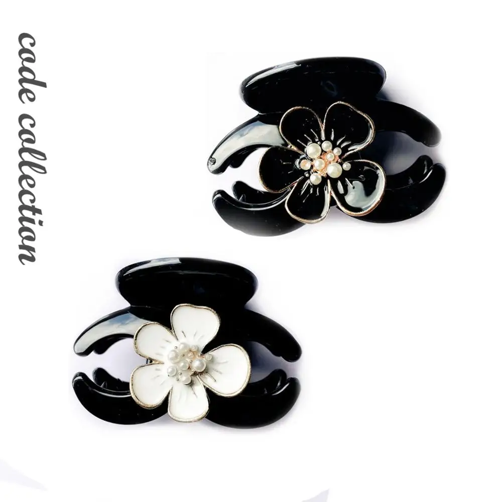 Корейский зажим для волос геометрической формы с акриловыми жемчужинами Камелия