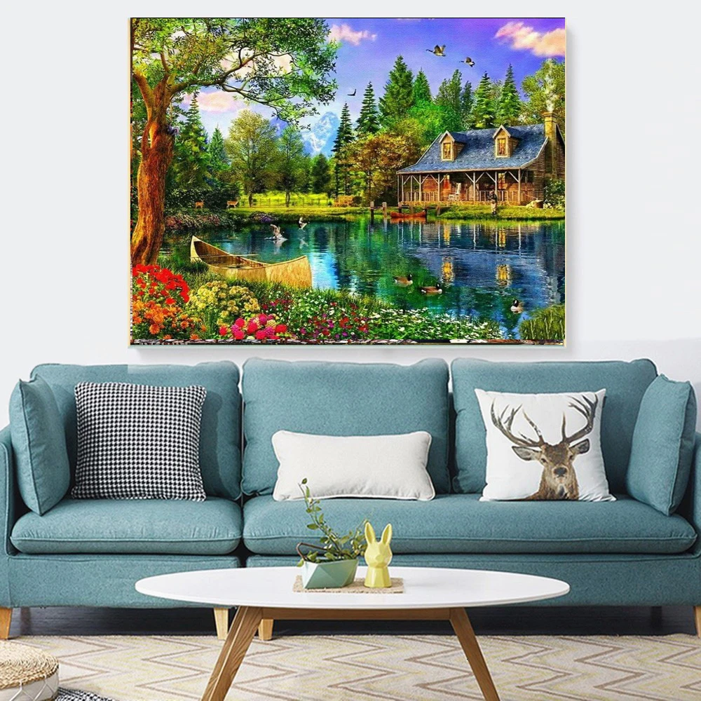 Алмазная живопись пейзаж крест вышивка Дом набор для рукоделия деревня ручной