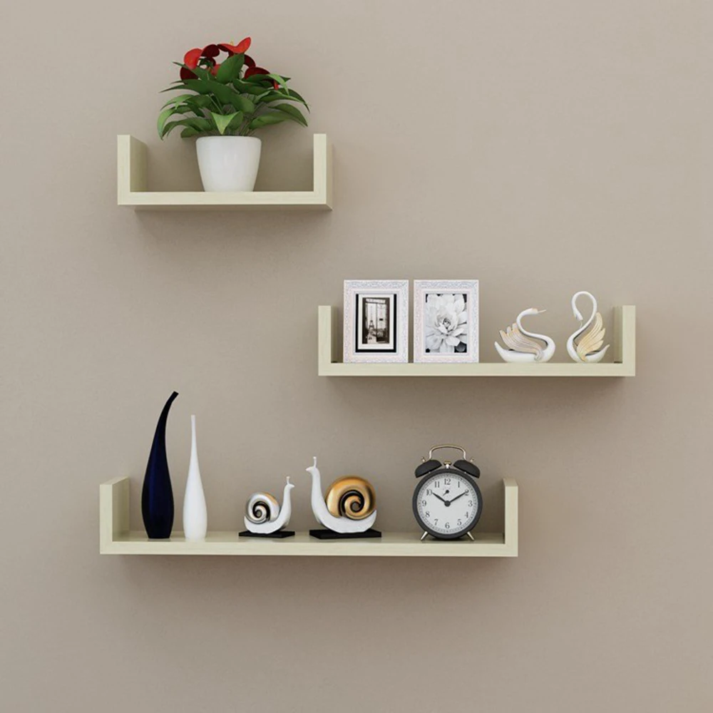 

3pcs/set U-Shaped Wall Shelves Wall Mounted Floating Hanging Book Shelves Storage Racks Bookcases for Wall Bedroom Living Room