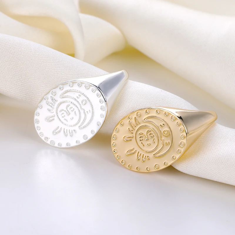 Ретро исламские кольца с Луной для женщин минималистичные Регулируемые Круглые