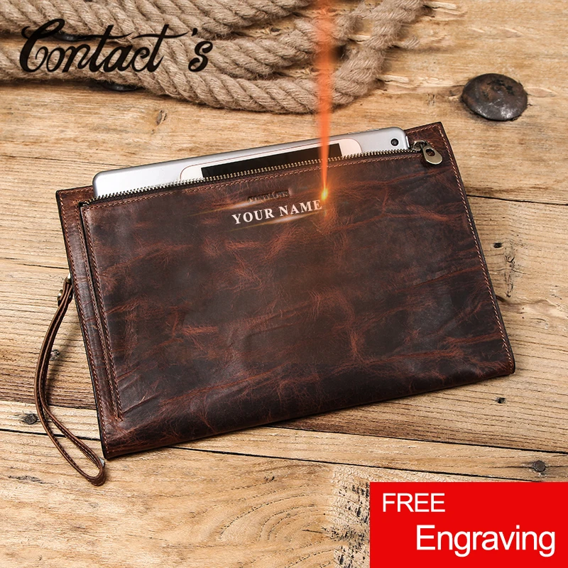 Брендовые дизайнерские мужские кошельки Contact's кожаный мужской клатч Crazy Horse