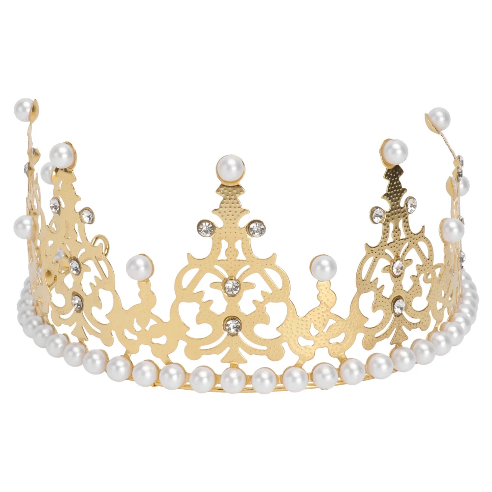 Повязка на голову из металлического сплава с жемчугом и короной украшение для