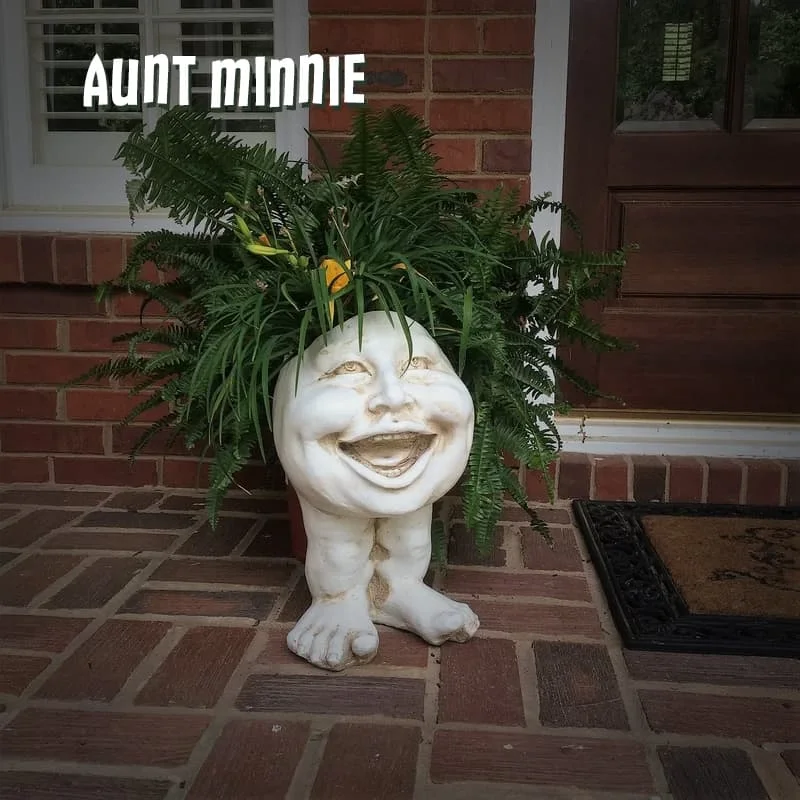 

1PC Funny Expression Flowerpot Decoration 14x13x19cm Funny Expression Flowerpot Garden statue sculpture Decor
