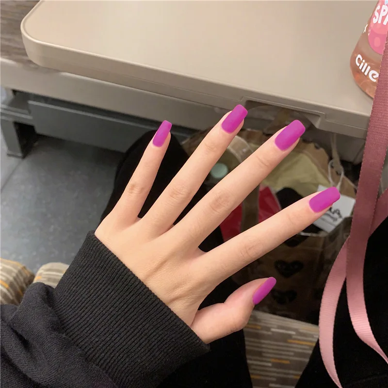 24 шт./коробка матовые накладные ногти средней длины|Накладные ногти| |