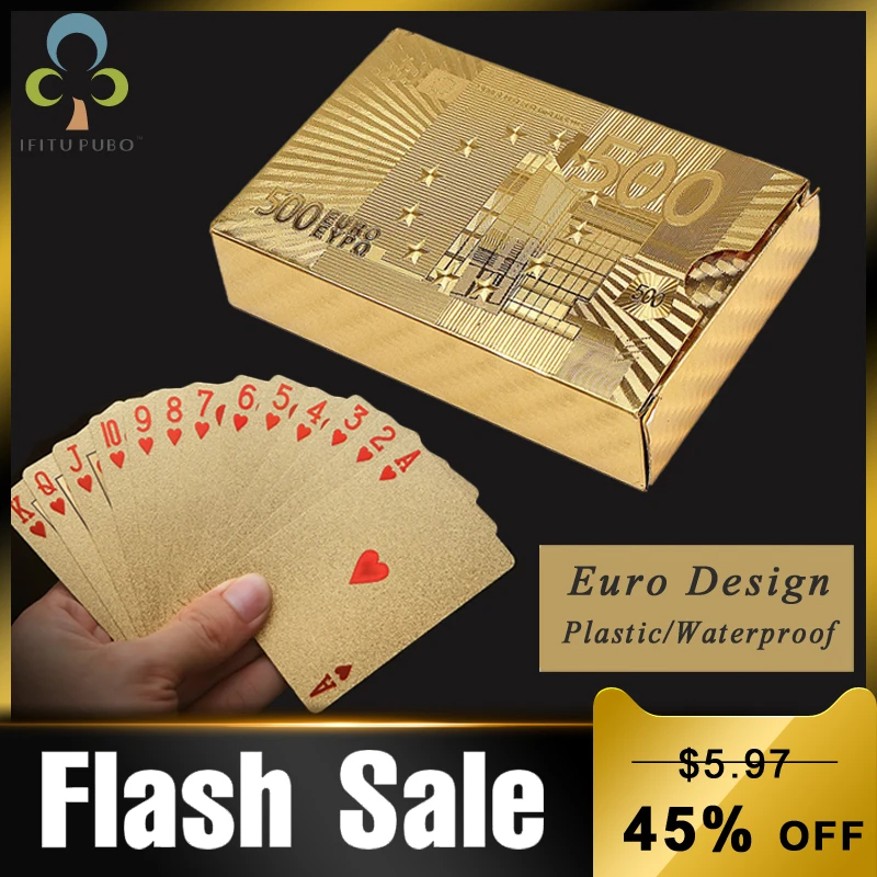 24K Gold игральные карты покер игра палубе в европейском стиле золотой Фольга