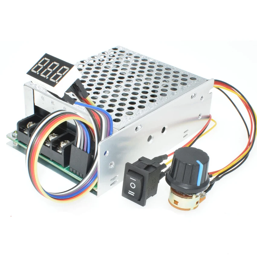 

PWM DC Brush Motor Controller 10-55V 60A with Reversible Switch Digital Display 0~100% Adjustable Potentiometer 12V 24V 36V 48V