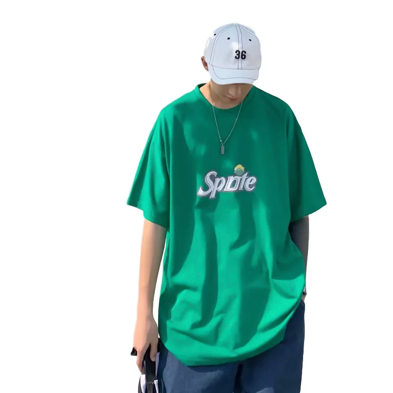 

Summer short-sleeved loose-fitting t-shirt men's Korean version of the trend hong kong men clothing men clothing