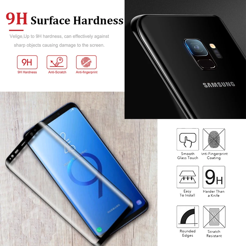 2в1 Защитное стекло для samsung galaxy s8 s9 plus защита экрана sansung s 8 9 9s s8plus камера с