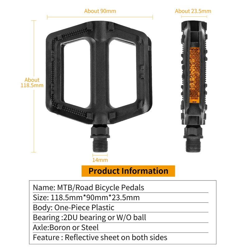 

MTB Road Bike Pedals Bicycle Pedal Cycling Mountain Bike Foot Plat Anti-slip 9''16 Standard Universal Pedal