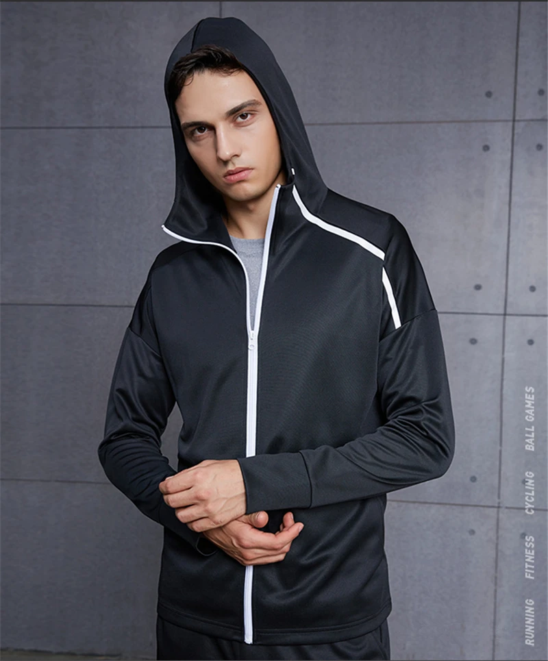 Vansydical, мужские спортивные куртки, спортивные куртки с капюшоном, на молнии, с длинным рукавом, Осень-зима, для улицы, для фитнеса, тренировки, бега, спортивная одежда, топы