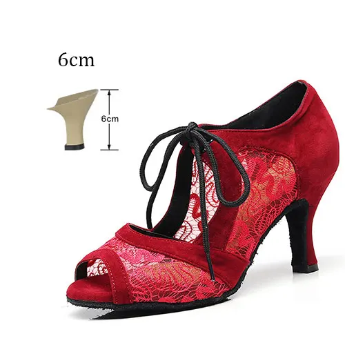 Red 6cm Женские бальные туфли для латинских танцев; женские вечерние туфли для сальсы, танго; обувь для танцев на мягкой подошве; Высокий Каблук 7,5/8,5 см; VA30 - Цвет: Red 6cm